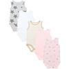 TupTam Body Neonato Senza Maniche 5 Pezzi Cotone Bambina Estivo OEKO-TEX, Stelle_Bianco_Rosa_Strisce_Arcobaleno, 134