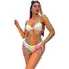 Odizli Abito da spiaggia da donna, estivo, sexy, arcobaleno, a rete, bikini copertura Up Rave Festival, 1#arcobaleno, Taglia unica