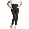 CODICE DONNA Pantalone Donna Elegante Vita Alta Stretto Slim Fit Made in Italy 1476 Nero 44