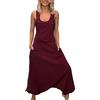 Suncolour Salopette da Donna in Cotone e Lino con Bretelle Tuta Pantaloni con Bretelle Pantaloni a Gamba Larga Taglie Forti