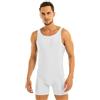 inlzdz Body Uomo da Danza Sport Tuta Intera Corta Body da Ginnastica Artistica Leotard Senza Manica Bodysuit Jumpsuit Completo Intimo Palestra Allenamento Fitness Bianco 3XL