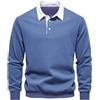 MakingDa Felpa Uomo Senza Cappuccio Manica Lunga Colletto a Polo Felpe Uomo Invernale Caldi Basic Pullover Sweatshirt Lavoro Casual Sportivo Invernali Caldo Classic Cotone Maglione Top Blu Denim S