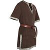 Generisch Costume medievale da uomo, camicie rinascimentali, vintage, tunica a V, scollo a V, maniche corte, camicia vichinga, travestimento, cavaliere vichingo, pirata con cintura, top rinascimentale per