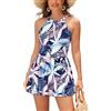 SHEKINI Costumi da Bagno Donna Un Pezzo con Gonna Ruched Skirted Dimagrante Costume Intero Controllo Addominale Swimwear Sport Bikini da Spiaggia