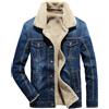 Suncadmious Giacca di Denim Foderata in Pile da Uomo Giacca da Camionista Giacca di Jeans Invernale Cappotto da Cowboy (Blu,3XL)
