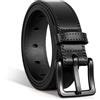 VONMELLI Cintura da uomo in pelle priva di nichel, approvata TSA, non metallica, cintura per jeans con fibbia nera ipoallergenica, Nero, M:Fit Waist Size 36-40