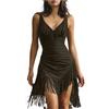 VPQILH Abito da Donna con Nappe Anni '20, Abiti retrò con Scollo a V, Vestito in Scamosciato, Vestiti con Spalline Sottili, Vintage Western Country Vestito Casual Abito da Festa Gotico da Cowgirl