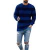 Generic Maglione da uomo, casual, a righe, scollo rotondo, maglione da uomo, a corda, per il tempo libero, maglione a collo alto, maglione invernale