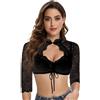 Goxozzy Dirndl Camicetta da Donna, in Pizzo, Dirndl, con Scollo sul Petto, a Maniche Lunghe, Tradizionale Oktoberfest, Nero, 36