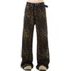 Generico Jeans Con Stampa Leopardata Da Donna - Pantaloni Streetwear Larghi | Jeans Unisex a Gamba Larga Dritti Gotici, Casual Con Stampa Ghepardo
