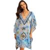 Trillion London Caftano da donna in viscosa e cotone, maxi abito copricostume da spiaggia | bikini e copricostume | abbigliamento da casa per le vacanze | UK 6 a 14, blu cielo, Etichettalia unica