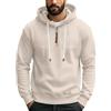 ANUFER Uomo Quarto di Cerniera Micropile Incappucciato Felpa Manica Lunga Pullover Maglie SN0708324 Beige 3XL
