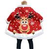 Generisch Giacca invernale da uomo, poncho invernale caldo, cardigan, in pile, con cappuccio termico, per Natale, festival, cappotto invernale