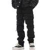 Vagbalena Jeans impilati da Uomo Jeans Strappati vestibilità Regolare Jeans Slim Elasticizzati Strappati Patch rientranza Jeans Hip-Hop rovinati Jeans a Gamba Dritta da Uomo