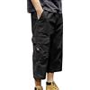 Generic Pantaloni casual da uomo in cotone 4XL: pantaloni cargo da uomo neri 3XL pantaloni estivi a tre quarti pantaloni in tessuto tinta unita capri gamba larga pantaloni da lavoro dritti con tasche mutli,