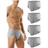 HOEREV Pack di 4 Slip da Uomo in Modale Super Morbido Biancheria Intima,Pack di 4 Grigio,L
