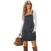 CUPSHE Abito da donna in velluto a coste con tasca frontale e scollo quadrato, senza spalline larghe, stile casual, grigio, S