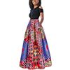 Angel ZYJ Donna Vestiti Lunghi Due Pezzi Senza Spalline Manica Corta Camicetta + Rosa Stampa Gonne Lungo Elegante Vestito Abito Maxi da Sera (H, M)