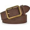 LEACOOLKEY Cintura da donna in pelle nera con classica fibbia quadrata, cintura da donna per pantaloni jeans, larghezza 3,3 cm, Caffè elettrico., XL: Für 96cm-112cm (38-44) Taille