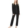 amropi Donna 2 Pezzi Manica Lunga Pigiami Sets Morbido Tops e Pantaloni Camicia da Notte (Nero,S)