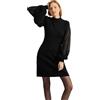MOLLY BRACKEN Abitino Nero Lana LA1259AN Midi con Manica Lunga Velata