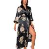 SMTSEC Kimono A Vestaglia Floreale da Donna,Camicia da Notte in Raso Taglie Forti Vestaglia Lunga Sexy Accappatoio Leggero E Setoso con Scollo A V Abbigliamento da Casa Femminile