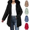 Generisch Parka invernale da donna, impermeabile, piumino lungo, nero, trapuntato, con cappuccio, piumino, taglie grandi, con tasche, giacca a buffer, caldo cappotto invernale foderato
