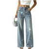Fakanhui Jeans da donna luccicanti con perline di strass lucidi pantaloni a gamba larga paillettes party club nightout street outfit
