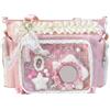 Monetais Borsa Ita, Borsa Pin giapponese in nylon con volant in pizzo Kawaii con spalline regolabili laterali e anteriori con display trasparente Y2k a tracolla carina per ragazze, Stile 1 Ita Crossbo