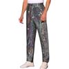 Generic Pantaloni glitterati da uomo argento metallizzato con paillettes pantaloni da discoteca pantaloni lucidi pantaloni festivi metallizzati Shinz pantaloni lunghi pantaloni da jogging lucidi Clubwear