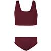 Aquarti Costume da Bagno per Ragazze Bikini Sportivo 2 Pezzi Bambina, Jacquard a Pois Rosso Marrone, 152