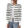 Rapbin Cardigan da donna leggero a maniche lunghe, con bottoni, a girocollo, lavorato a maglia, con tasca
