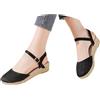 Generico Sandali Donna Estive con Zeppa Boho 35-42 EU in Lino Traspirante con Fibbia Sandali Chiuse Eleganti Cerimonia Scarpe Casual Chic Comode per Casa Lavoro Sera Festa Vacanze Spiaggia,Nero,39