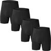 Nuofengkudu Senza Cuciture Boxer Aderenti Uomo Cotone Vita Alta Elasticizzato Lunghe Mutande Rigonfiamento Traspirante Morbidi Comode Cinture Classiche Underwear Underpants 4 Pack-Nero 2XL