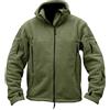 Generic Giacche in pile da uomo, con cerniera intera, in pile militare, con cerniera, calde giacche a vento invernali, con sei tasche, leggera, antivento, per escursionismo, campeggio, caccia, Verde, XL