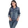 J.Corrine Giacca di Jeans da Donna, Giacche di Jeans Vintage con Design Cucito, Vestibilità Regolare Stile Trucker, Giacche di Jeans Versatili a Maniche Lunghe per Donna Blu L