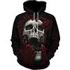 generic Felpa con cappuccio da uomo con stampa horror con teschio, unisex, con stampa 3D, a maniche lunghe, per uomini e donne, con pullover sportivo con tasche