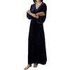 GUOCU Camicia da Notte Vittoriana a Maniche Lunghe in Pizzo Vintage da Donna Vestiti da Notte Camicia Notte con Scollo a V Inverno Caldo Velluto Dorato Pigiama Stile Palazzo Abito da Notte Casual