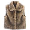 Darringls Gilet da donna in finta pelliccia, morbido, comodo, senza maniche, invernale, parka, cappotti, top con scollo a V, gilet in pelliccia sintetica, caffè, XS