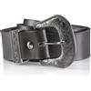 Angus Stoke Cintura western Jayden in vera pelle di bufalo - Cintura in pelle da cowboy fatta a mano per uomo e donna - Cintura vintage con fibbia in metallo, marrone scuro., Bundweite 110 (54-56)