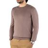 Cashmere Zone-Maglione Uomo Girocollo in Puro Cotone Egiziano Artigianalità Italiana e Confort a Manica Lunga (XL, Fango)