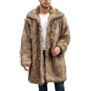 Generisch Cappotto di pelliccia sintetica da uomo, lungo, in pelliccia sintetica, alla moda, invernale, invernale, in pelliccia sintetica, giacca termica, risvolto, cappotto invernale caldo