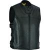 Leatherick Gilet da motociclista in pelle tattica in stile Warrior da moto da uomo, con tasche profonde