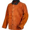 QeeLink Giacca per saldatore in pelle ignifuga, protezione per lavoratori del legno, durevole e resistente pelle bovina, marrone, 5XL