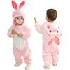 Doladola Pagliaccetto Pigiama Neonato Pigiama per Neonato con Animali Cartoon Ragazze (Coniglio, 6-12 Mesi)