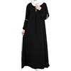 Generic Abaya - Abito da donna musulmano a maniche lunghe, un pezzo, abito da preghiera, modesto, caftano donna, lunghezza intera, regalo per Ramadan, arabo, Nero , XXL