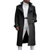 Generic Trench lungo da uomo con risvolto a tacca doppio petto Trench Casual in misto cotone Peacoat (Nero,M)