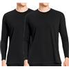 Nutria Maglia Termica Uomo Manica Lunga Pacco da 2, Maglie Termiche con Interno in Pile Girocollo, Biancheria Intima Termica Camicie Foderate in Pile Leggera Sci Corsa Ciclismo 2*Maglia Nero M