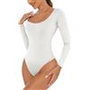 SHEKINI Body Donna Elegant Shapewear Bodysuit Maniche Lunghe Body Contenitivo Modellante Scollo Rotondo Body Suit con Perizoma Aderente Sottogiacca Casuale Jumpsuits