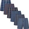 JupiterSecret Boxer Uomo Cotone 100% Morbidi e Traspiranti Mutande Uomo a Quadri Intrecciata Boxer Uomo Larghi Boxer Americani Uomo 6 Pezzi, L